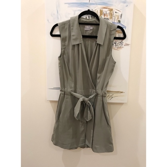 Asos sage / moss green collared romper 4 - Picture 2 of 5